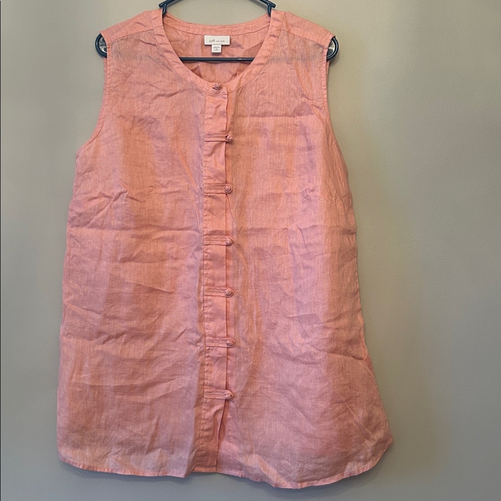 J.Jill Love Linen Soft Summer Pampas Sleeveless Button-Up Top, Size 2X